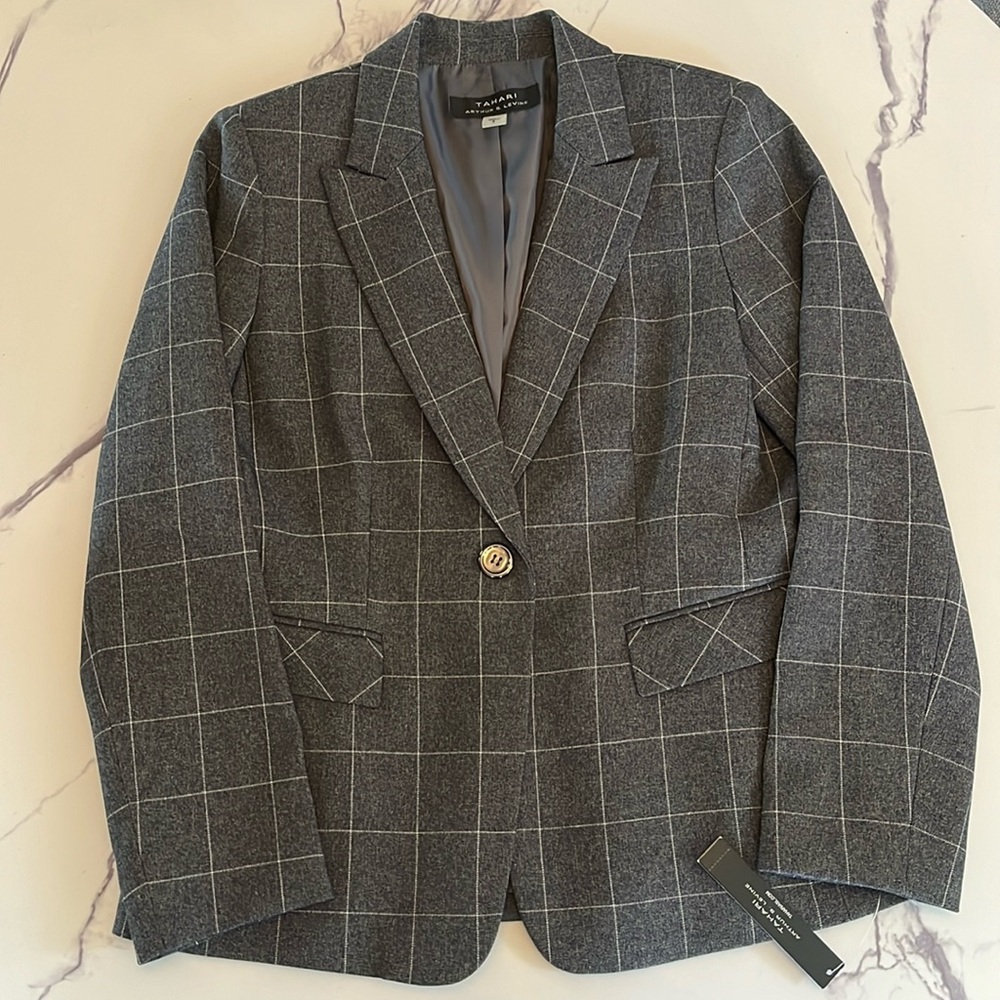TAHARI Windowpane Blazer